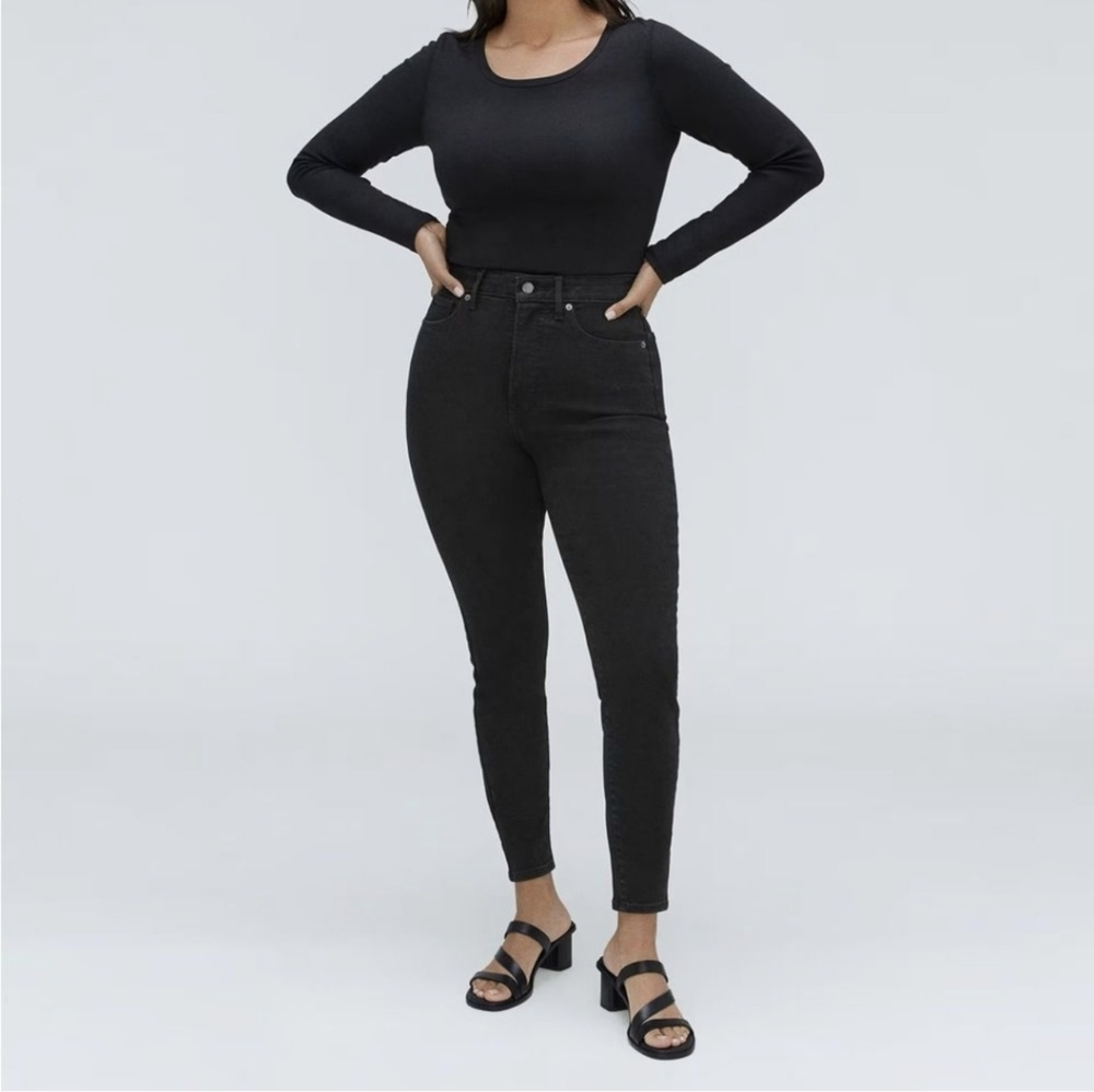 everlane black curvy high-rise skinny jean 27 crop